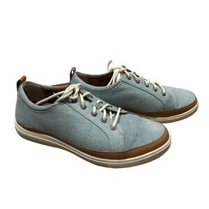 COBB HILL Water-Resistant Shoes Blue Canvas Brown Leather Sneakers Women’s Sz 7